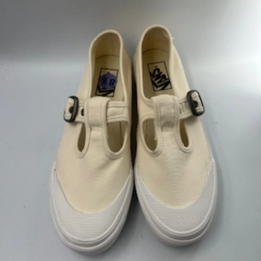 Vans Cream Slip-On Sneakers with Buckle - Picture 3 of 12